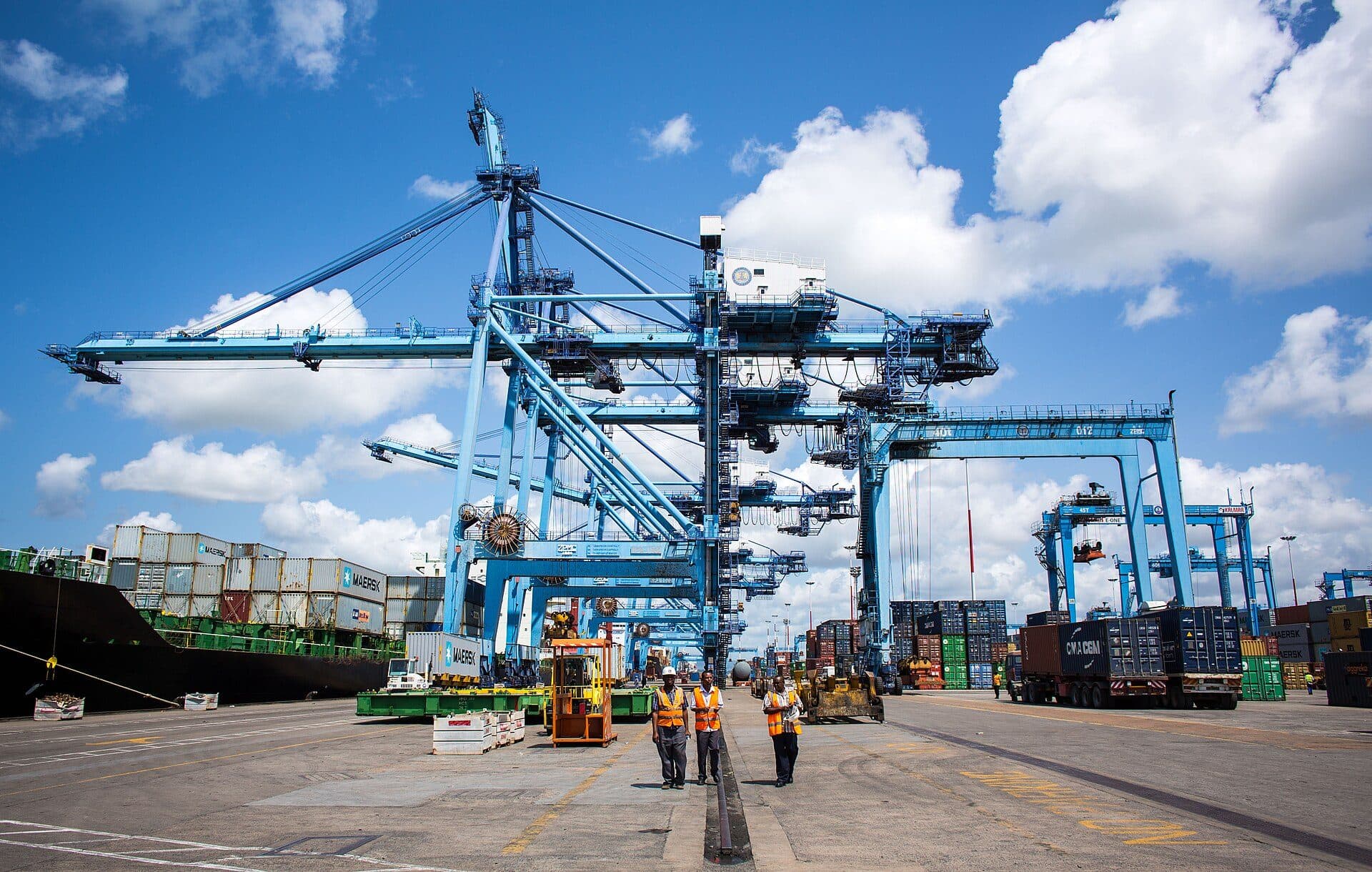 Cranes working a vessel at the Port of Mombasa